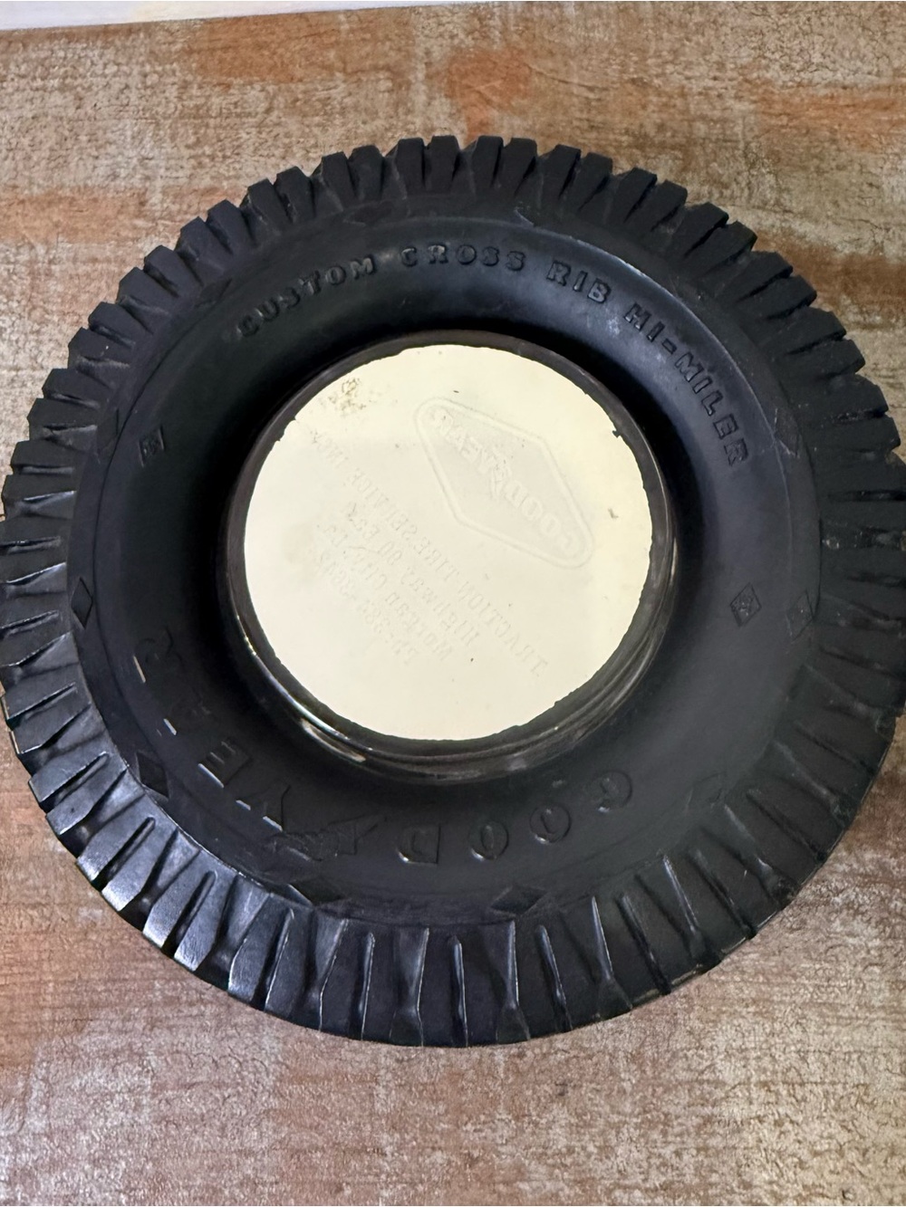 Goodyear Tire Ashtray - Black Tire Rim with Logo Man Cave Decor - Picture 6 of 11